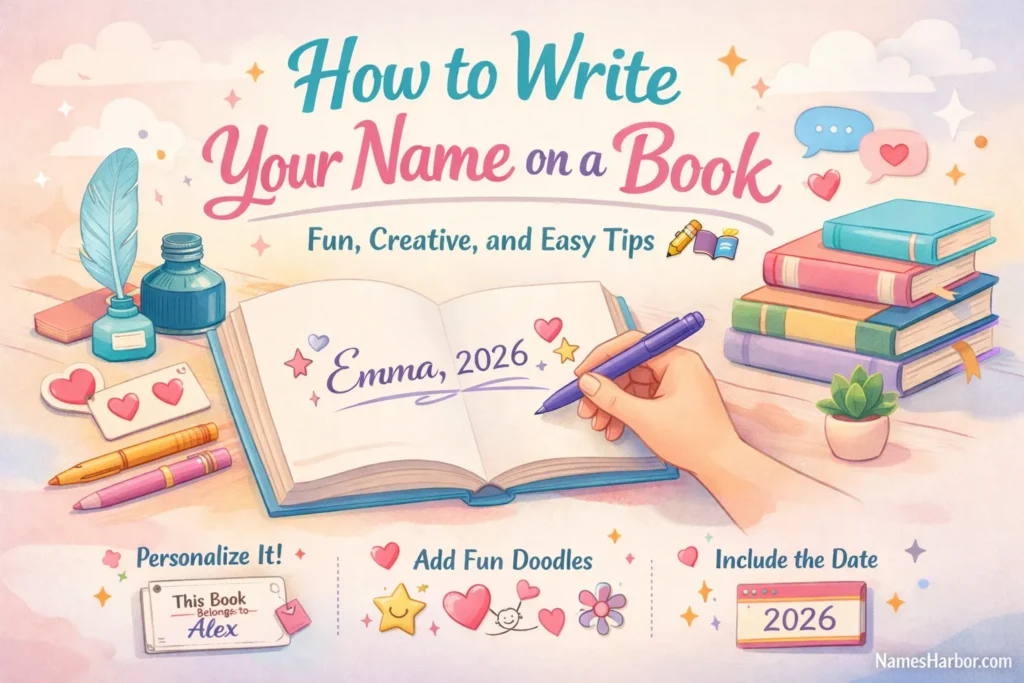 how to write your name on a book