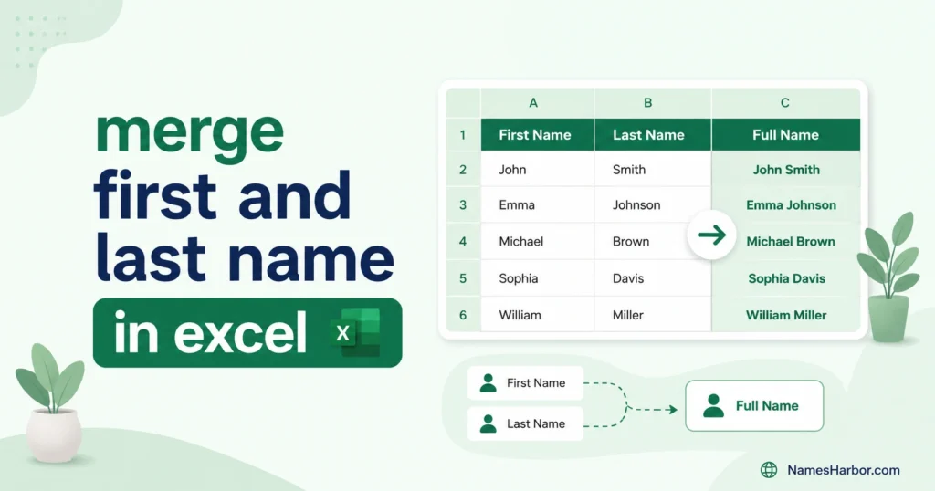 merge first and last name in excel